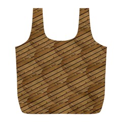 Wood Texture Wooden Full Print Recycle Bag (l) by HermanTelo