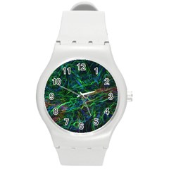 Shining Lines Light Stripes Round Plastic Sport Watch (m) by HermanTelo