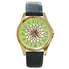 Mandala Model Figure Graphics Round Gold Metal Watch by Pakrebo