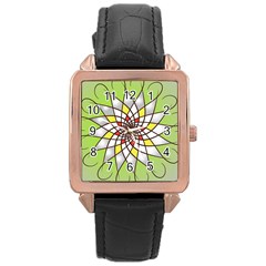 Mandala Model Figure Graphics Rose Gold Leather Watch  by Pakrebo