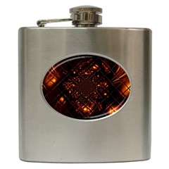 Fire Glass Fractal Hip Flask (6 Oz) by Pakrebo