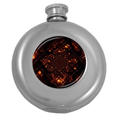 Fire Glass Fractal Round Hip Flask (5 Oz) by Pakrebo