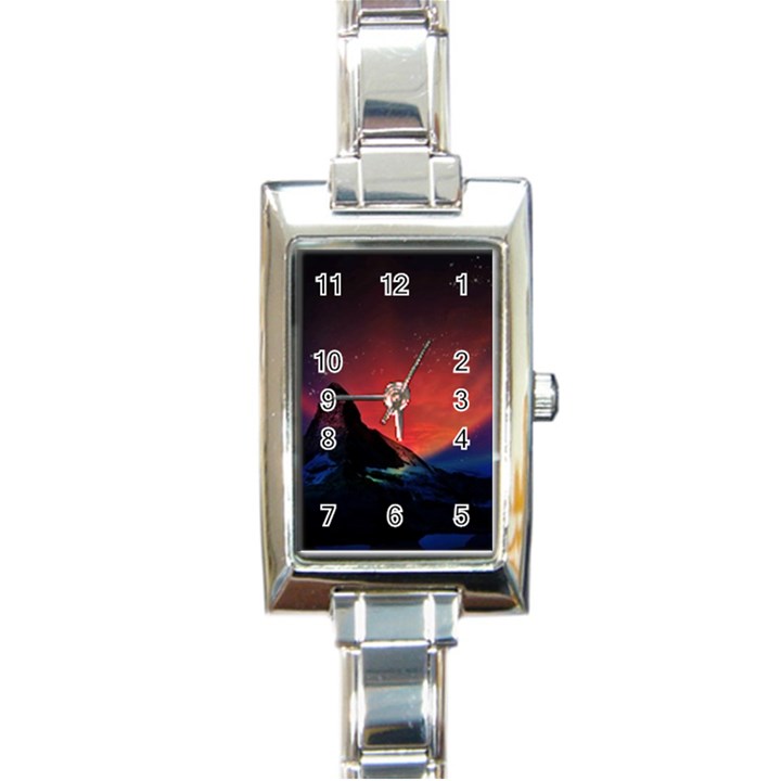 Matterhorn Switzerland Fantasy Aurora Rectangle Italian Charm Watch