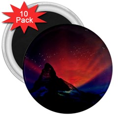 Matterhorn Switzerland Fantasy Aurora 3  Magnets (10 Pack)  by Pakrebo