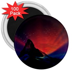 Matterhorn Switzerland Fantasy Aurora 3  Magnets (100 Pack) by Pakrebo