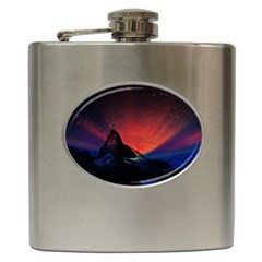 Matterhorn Switzerland Fantasy Aurora Hip Flask (6 Oz) by Pakrebo