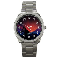 Matterhorn Switzerland Fantasy Aurora Sport Metal Watch by Pakrebo