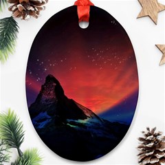 Matterhorn Switzerland Fantasy Aurora Oval Ornament (two Sides) by Pakrebo