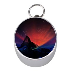 Matterhorn Switzerland Fantasy Aurora Mini Silver Compasses by Pakrebo