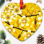 Floral Pattern Background Yellow Ornament (Heart) Front