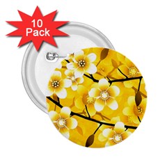 Floral Pattern Background Yellow 2 25  Buttons (10 Pack)  by Pakrebo