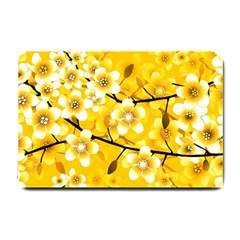 Floral Pattern Background Yellow Small Doormat  by Pakrebo