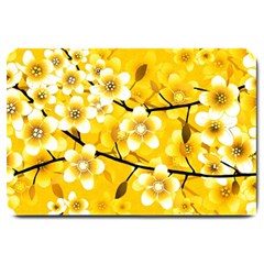 Floral Pattern Background Yellow Large Doormat  by Pakrebo