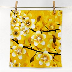 Floral Pattern Background Yellow Face Towel by Pakrebo