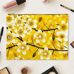 Floral Pattern Background Yellow Cosmetic Bag (xl) by Pakrebo