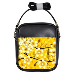 Floral Pattern Background Yellow Girls Sling Bag by Pakrebo