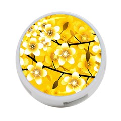 Floral Pattern Background Yellow 4-port Usb Hub (two Sides) by Pakrebo