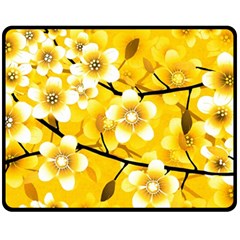 Floral Pattern Background Yellow Fleece Blanket (medium)  by Pakrebo