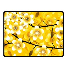 Floral Pattern Background Yellow Fleece Blanket (small) by Pakrebo