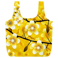 Floral Pattern Background Yellow Full Print Recycle Bag (xl) by Pakrebo