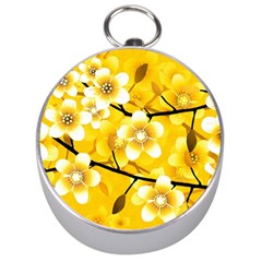 Floral Pattern Background Yellow Silver Compasses by Pakrebo