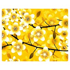 Floral Pattern Background Yellow Double Sided Flano Blanket (medium)  by Pakrebo