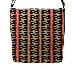 Zigzag Tribal Ethnic Background Flap Closure Messenger Bag (l) by Pakrebo