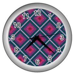 Purple Textile And Fabric Pattern Wall Clock (silver) by Pakrebo