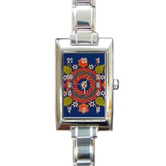 Hungarian Mandala Flower Rectangle Italian Charm Watch by Pakrebo