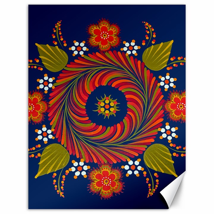 Hungarian Mandala Flower Canvas 12  x 16 