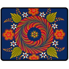 Hungarian Mandala Flower Fleece Blanket (medium)  by Pakrebo