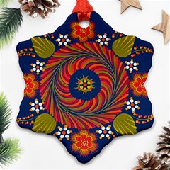 Hungarian Mandala Flower Snowflake Ornament (two Sides) by Pakrebo