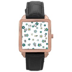 Floral Pattern Seamless Endless Rose Gold Leather Watch  by Pakrebo