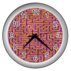 Gold Purple Abstract Background Wall Clock (silver)