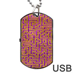 Gold Purple Abstract Background Dog Tag Usb Flash (two Sides) by Pakrebo