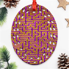 Gold Purple Abstract Background Ornament (oval Filigree) by Pakrebo