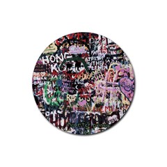 Graffiti Wall Background Rubber Round Coaster (4 Pack)  by Pakrebo