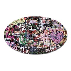 Graffiti Wall Background Oval Magnet by Pakrebo