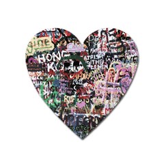 Graffiti Wall Background Heart Magnet by Pakrebo