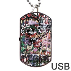 Graffiti Wall Background Dog Tag Usb Flash (one Side) by Pakrebo