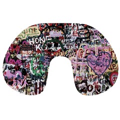 Graffiti Wall Background Travel Neck Pillow by Pakrebo