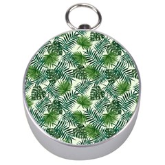 Leaves Tropical Wallpaper Foliage Silver Compasses by Pakrebo