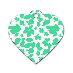 Botanical Motif Print Pattern Dog Tag Heart (One Side)