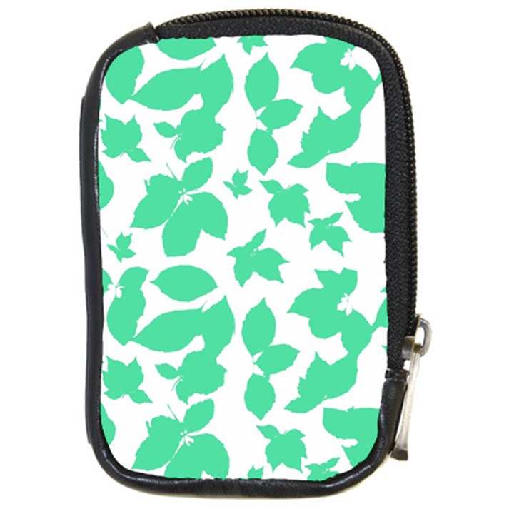 Botanical Motif Print Pattern Compact Camera Leather Case