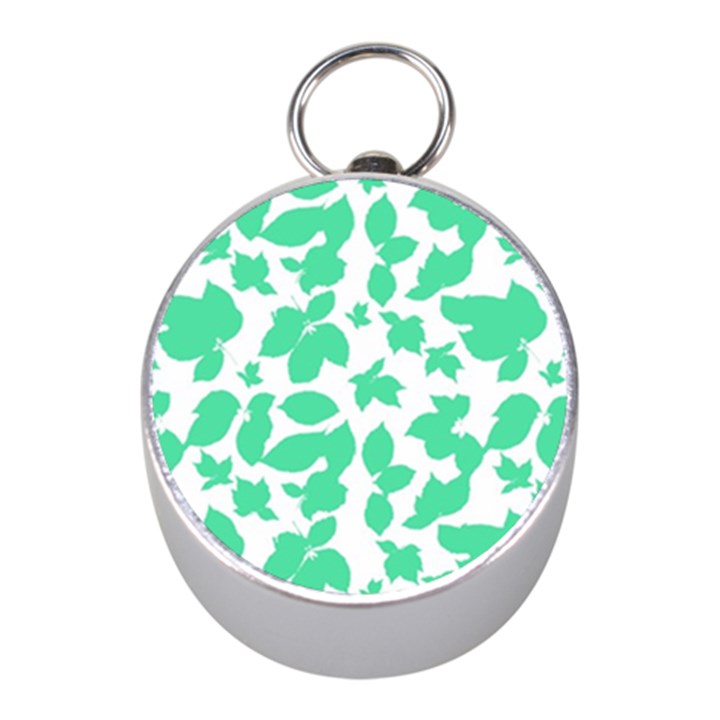 Botanical Motif Print Pattern Mini Silver Compasses