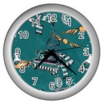 Slytherin Pattern Wall Clock (Silver) Front