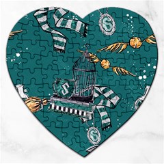 Slytherin Pattern Jigsaw Puzzle (heart) by Sobalvarro