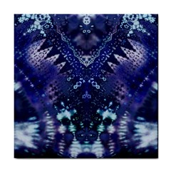 Blue Fractal Lace Tie Dye Tile Coasters by KirstenStar