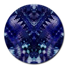 Blue Fractal Lace Tie Dye Round Mousepads by KirstenStar