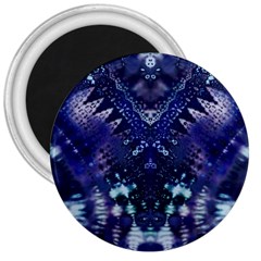 Blue Fractal Lace Tie Dye 3  Magnets by KirstenStar